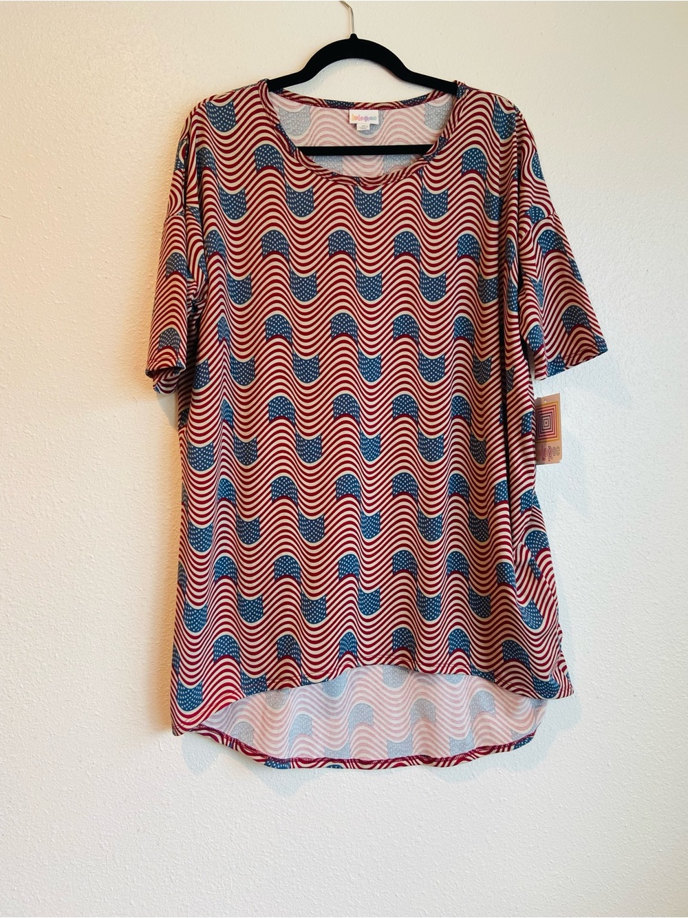 NWT Irma Lularoe Women's Flag America Top Tunic High Low Size M